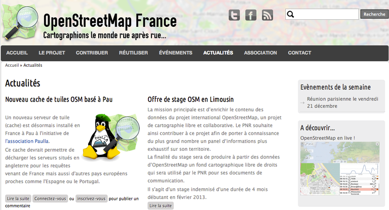 L'annonce officielle sur Open Street Map france